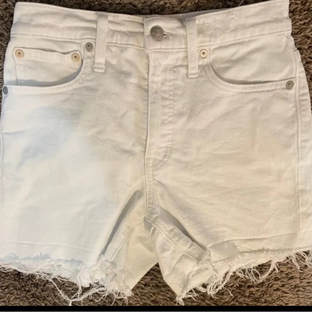 Madewell Shorts Women's Size 25 Relaxed White High Rise Denim Fray